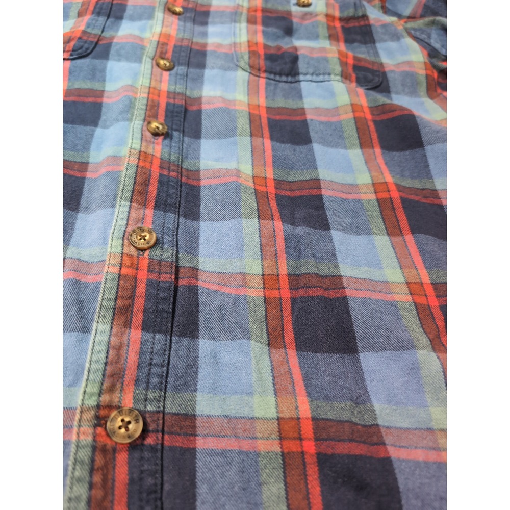 Duluth Trading Co Mens XL Relaxed Fit Flannel Shirt Blue Red Plaid Long Sleeve - Picture 2 of 7